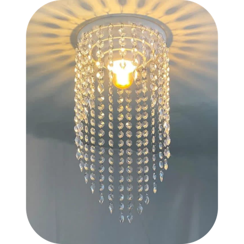 Lustre Pendente Luminária Cristal Acrílico de Alto Brilho, 17x38. Reflezzo Lustres e Decoração.