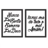 Kit 2 Quadros Decorativos Nunca Foi Sorte Sempre Foi Deus Preto - Médio - 1