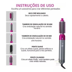 Escova Secadora Compacta: 5 em 1 Escova Cabelo Alisadora - 7