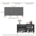 Ver imagem 4 de Aparador Buffet 4 Portas com Pés Retrô Veneza Multimóveis Grafite/Natural