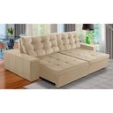 Ver imagem 1 de Sofá Retrátil e Reclinável 4 Lugares com Molas 2,70m Duda Suede Bege Adonai Estofados