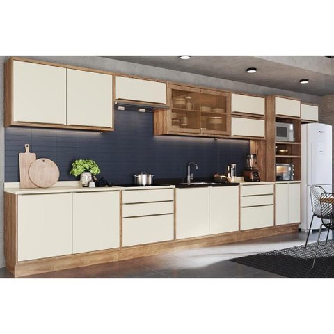 Cozinha Completa Versalis 14 Peças (6aéreos+4balcões+1torrequente+3complementos) C14p165 Freijo/