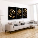 Ver imagem 2 de Quadros Decorativos Flor Dourado e Preto Moderno Grande