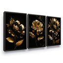 Ver imagem 1 de Quadros Decorativos Flor Dourado e Preto Moderno Grande