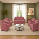 Ver imagem 1 de Kit Namoradeira + 4 Poltronas Decorativas para Sala Mila Suede Cores Pé de Plastico Cromado