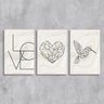 Kit 3 Placas Decorativa Love Coração e Pássaro 20x30 - 2
