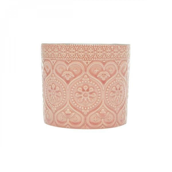Vaso Decorativo em Cerâmica Embossed Heart and Flowers 11cmx12cm Urban - 3