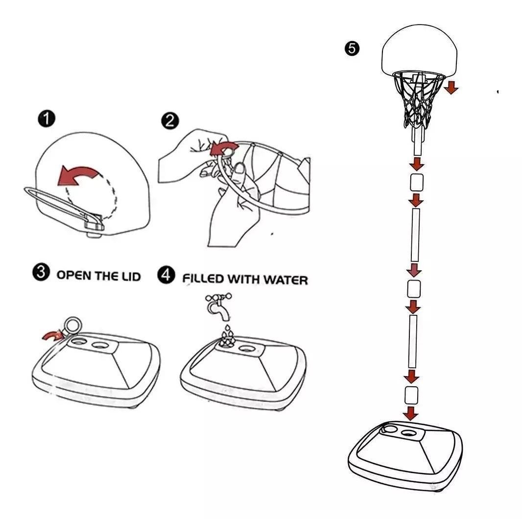 Cesta Basquete Infantil Pedestal Ajustável Bola Rede 110cm - 3