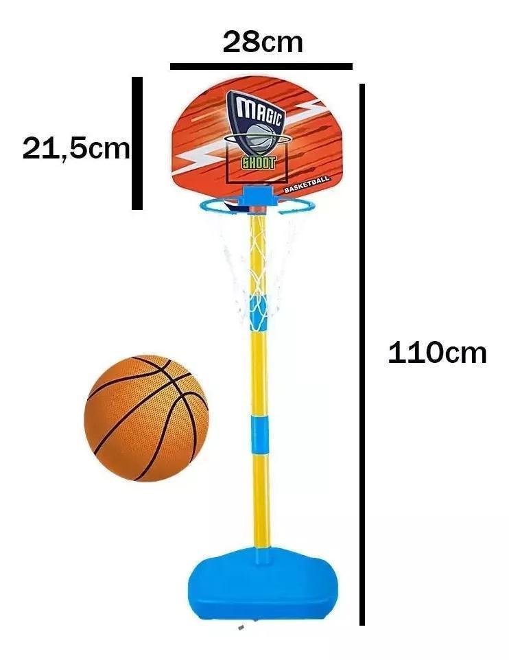 Cesta Basquete Infantil Pedestal Ajustável Bola Rede 110cm - 4