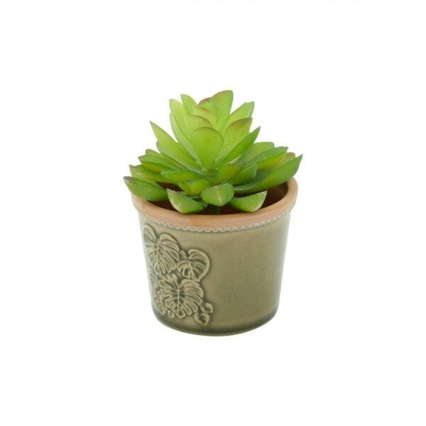 Vaso Decorativo em Cerâmica Embossed Adam Leaf 6cmx7,5cm Urban - 2