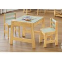 Ver imagem 2 de Conjunto Mesa Mesinha 2 Cadeiras Infantil Madeira Freijó/verde