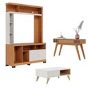Ver imagem 1 de Estante Home Theater Elba Freijó Off White Matte com Mesa de Centro Jeri Off White Freijó e