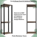 Ver imagem 3 de Guarda Roupa Closet 02 Cabideiros 183x60cm Preto Montana Proddy