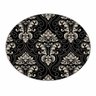 Tapete Emborrachado Oval Fundo Preto Arabescos - 70x90cm - 2