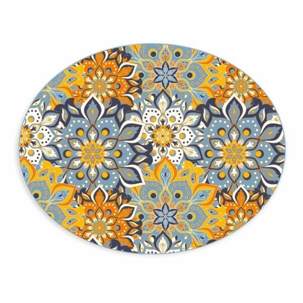 Tapete Emborrachado Oval Flores Diversas - 70x90cm - 2