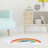 Tapete Emborrachado Oval Bege Infantil Unicórnio e Arco-Íris- 70x90cm - 1