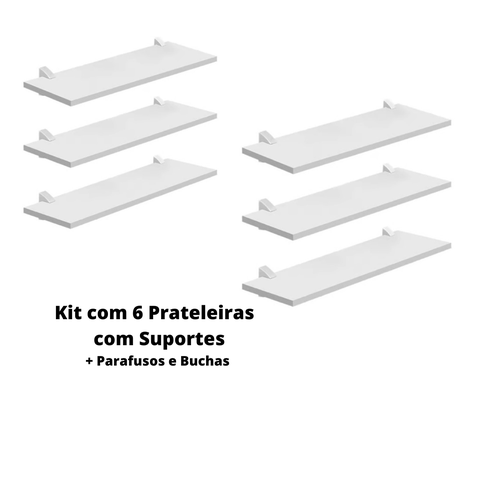 Kit com 6 Prateleiras Mdp Bcas 20x40 com Suportes D-core