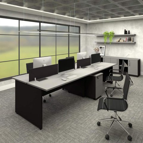 Plataforma 3,00m C/ 2 Gav. e 2 Divisória 4 Pessoas Cs Pre F5 Cor:cinza Sagrado com Preto
