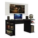 Ver imagem 2 de Mesa para Computador Gamer Madesa 9409 e Painel para TV até 50 Polegadas Preto/Branco Cor:Preto/Bran