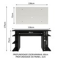 Ver imagem 3 de Mesa para Computador Gamer Madesa 9409 e Painel para TV até 50 Polegadas Preto/Branco Cor:Preto/Bran