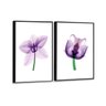 Kit 2 Telas Canvas com Moldura Flor Roxa Preto - Grande - 2