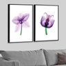 Kit 2 Telas Canvas com Moldura Flor Roxa Preto - Grande - 1