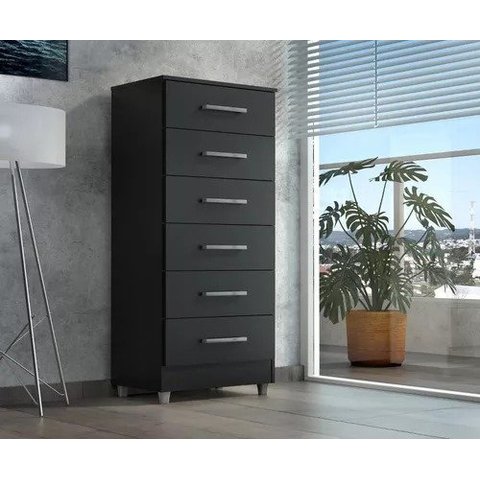 Cômoda 6 Gavetas - Preto Helena