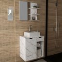 Ver imagem 1 de Armário de Banheiro com Cuba 1 Porta 1 Gaveta Mármore Branco Bn3620 - Tecno Mobili
