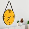Relógio de Parede Premium Amarelo com Alça e Números Vazados 50cm Marrom - 1