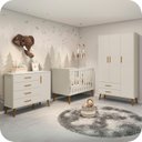 Ver imagem 2 de Quarto de Bebê Berço + Cômoda + Guarda Roupa Isis Areia Fosco