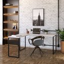 Ver imagem 2 de Mesa de Escritório em L Estilo Industrial 1,50x1,50m Kuadra Snow