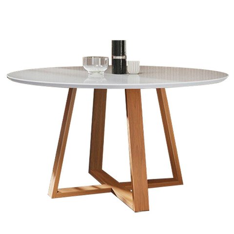 Mesa de Jantar Paris Redonda 110cm Laca Branca