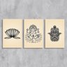 Kit 3 Placas Decorativas Bege Símbolos do Budismo 20x30 - 2