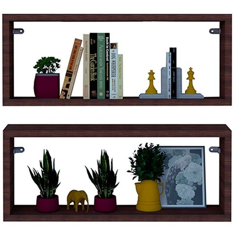 Kit 2 Nicho Retangular Nova Imbuia 70x20x10p Mdf Decorativo