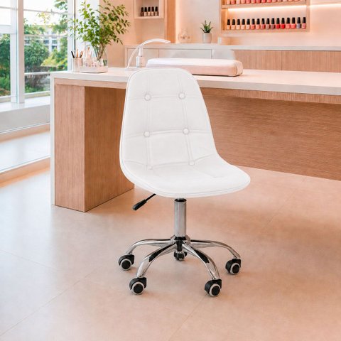 Cadeira Office Botonê Giratória Ergonômica para Escritório Branco