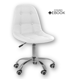 Cadeira Office Eiffel Botonê Ajustável Base Giratória - Branco + E-book - 2
