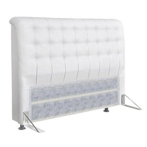 Cabeceira Casal King 195cm Ana Para Cama Box Corino Branco - DS Móveis
