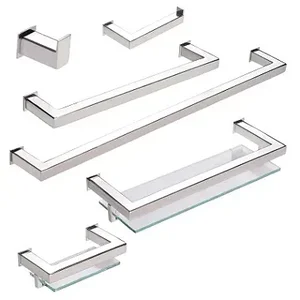 Kit de Acessórios para Banheiro com 6 Peças em Aço Inox Polido Linha Larissa