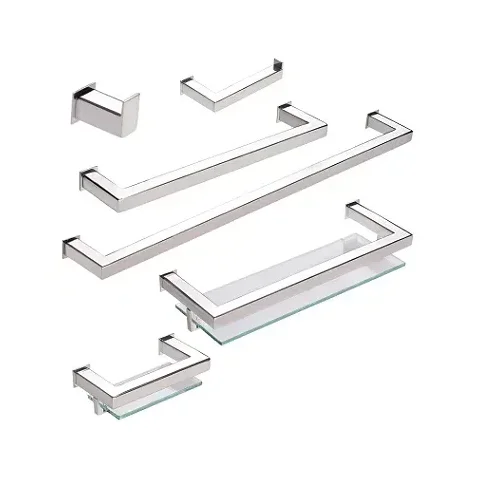 Kit de Acessórios para Banheiro com 6 Peças em Aço Inox Polido Linha Larissa