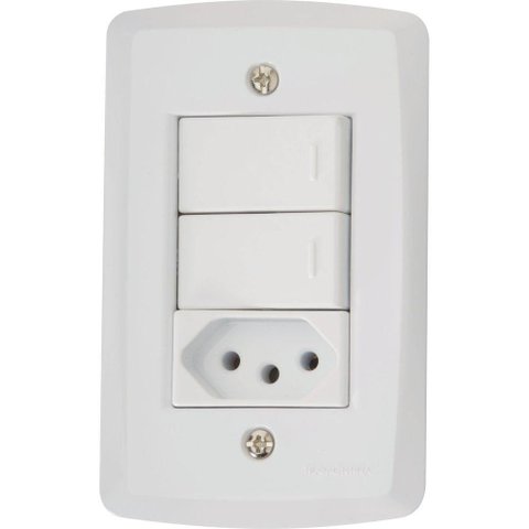 Conjunto 4x2 com 2 Interruptores Paralelos 10 a 250 V e 1 Tomada 2p+t 10 a 250 V Lux2 Bra