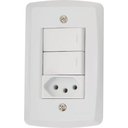 Ver imagem 1 de Conjunto 4x2 com 2 Interruptores Paralelos 10 a 250 V e 1 Tomada 2p+t 10 a 250 V Lux2 Bra