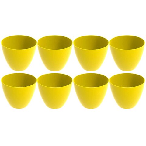 Kit 8 Tigelas Redondas Grandes 6,2l Amarelas Bowls Plásticos Servir Salada Frutas Pipoca