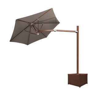 Ombrelone Lateral Marrom - 3,00m de Diâmetro - em Alumínio - Base Cachepô - Persianet