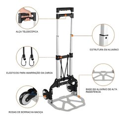 Carrinho Dobrável de Alumínio para Transporte Capacidade 80kg - 4
