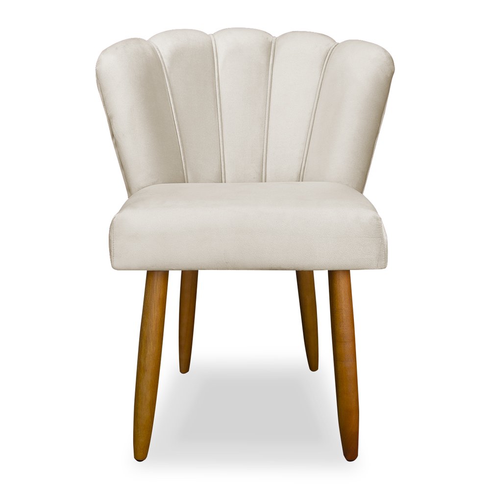 Cadeira para Penteadeira Quarto Modelo Flor - Balaqui Decor Cor:bege - 1