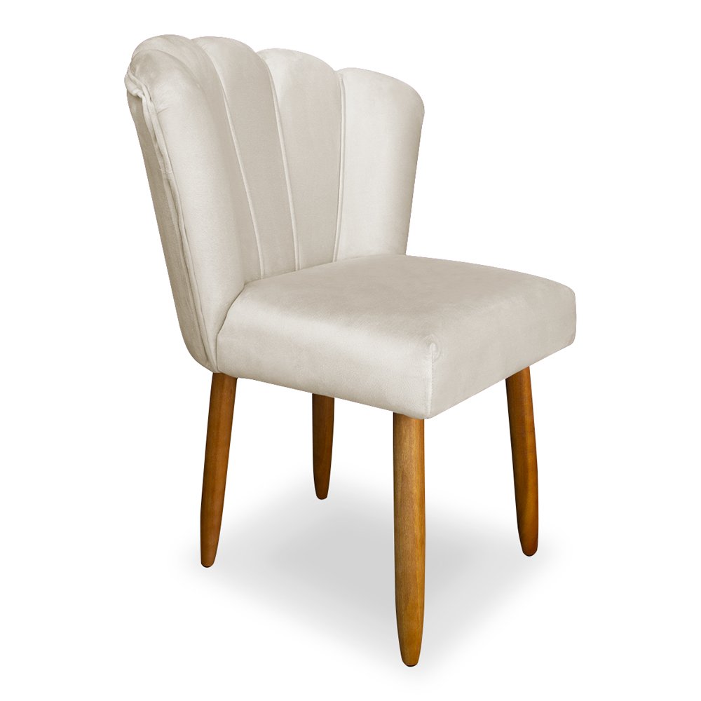 Cadeira para Penteadeira Quarto Modelo Flor - Balaqui Decor Cor:bege - 2