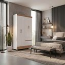 Ver imagem 1 de Guarda Roupa Solteiro 4 Portas 2 Gavetas Roupeiro Quarto Branco Camarim