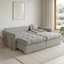 Ver imagem 2 de Sofá Cama 3 Lugares Retrátil Reclinável 200cm Linho com Molas Ensacadas Atena Yescasa Cinza Claro