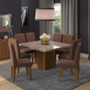 Ver imagem 1 de Conjunto Sala de Jantar Mesa Ana 130cm e 8 Cadeiras com Moldura Taís Cimol
