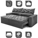 Ver imagem 3 de Sofá Retrátil e Reclinável 2,00m Essence Velusoft Cinza Cama Inbox